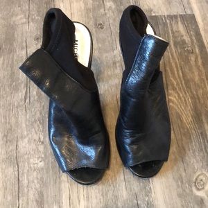 Michael Kors peep toe bootie heels Leather uppers and stretchy straps